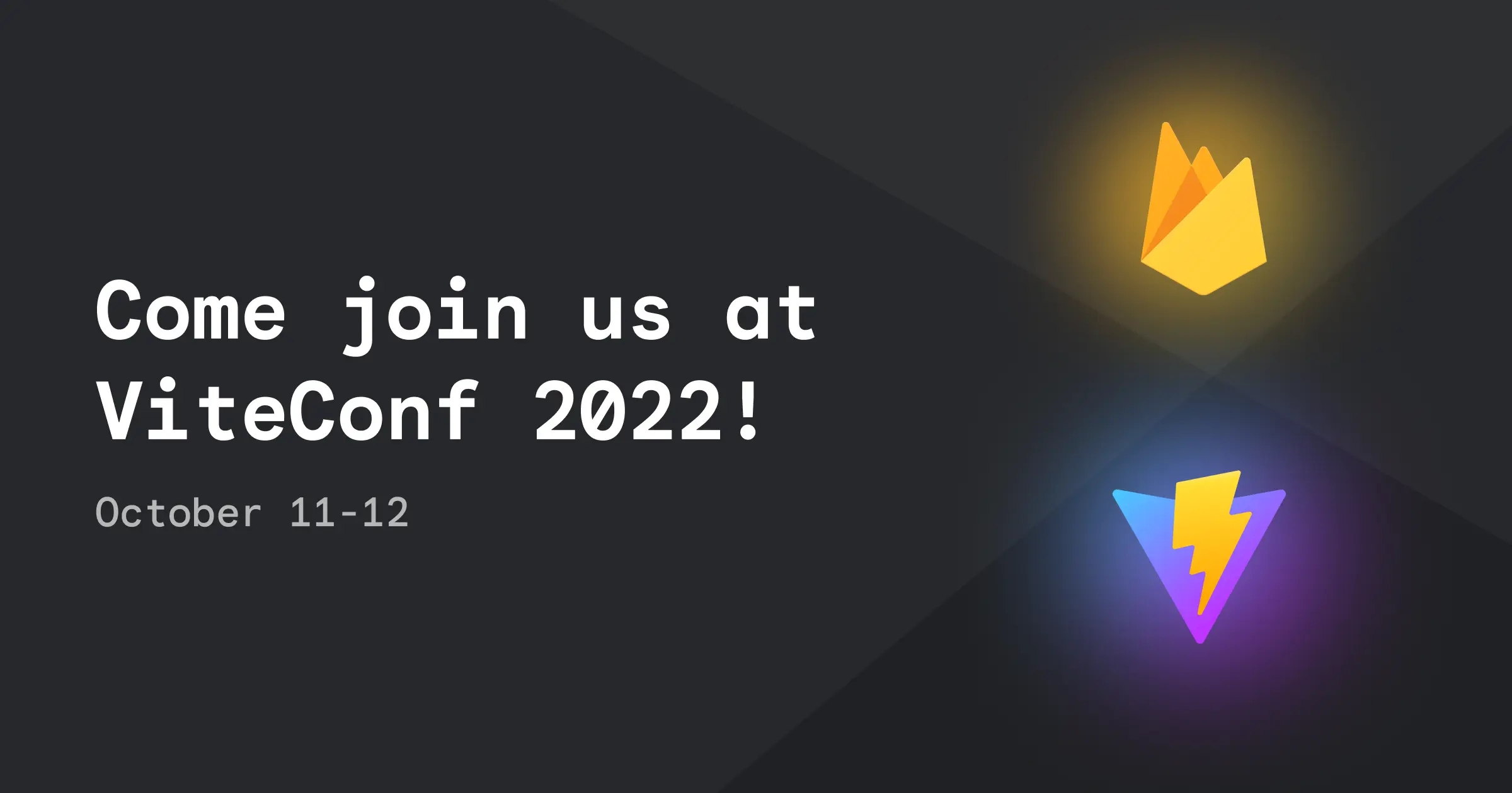 A thumbnail that shows text "Come join us at ViteConf 2022!" with the Vite and Firebase logos.