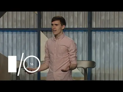 David East on stage at Google I/O in a YouTube thumbnail