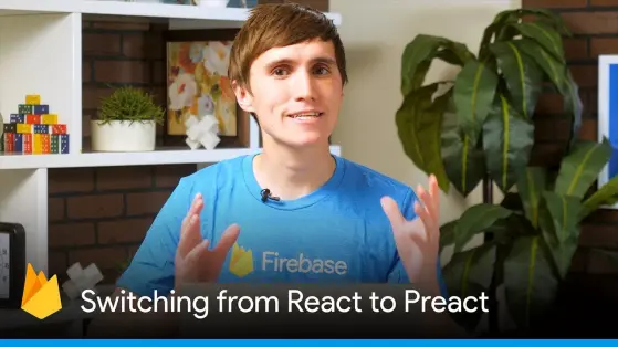 David East a YouTube thumbnail with a title of "React vs. Preact"