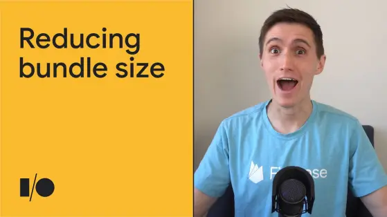David East with a huge open mouth smile in a YouTube thumbnail with a title of "Reducing bundle size"