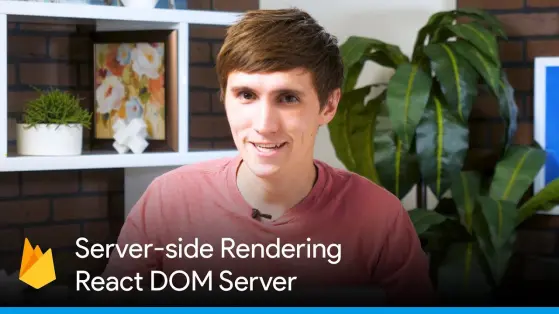 David East a YouTube thumbnail with a title of "React DOM Server"